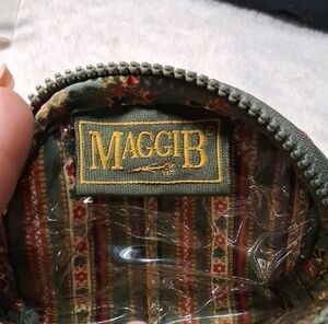 Green and Brown Wallet with Zipper Closure